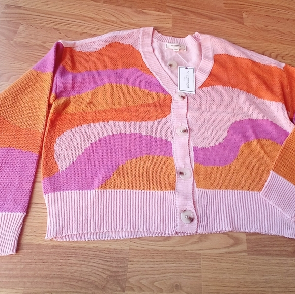 NFS ladies cardigan sweater, pinks, oranges sz M, Lg - Picture 2 of 7